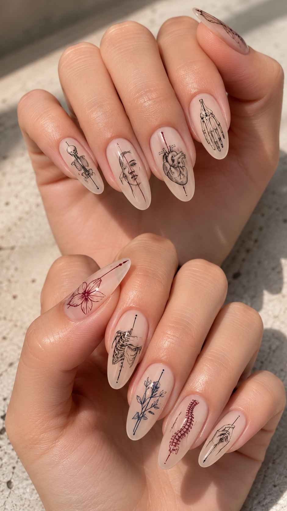 Anatomy Sketch Nails With Editorial Linework