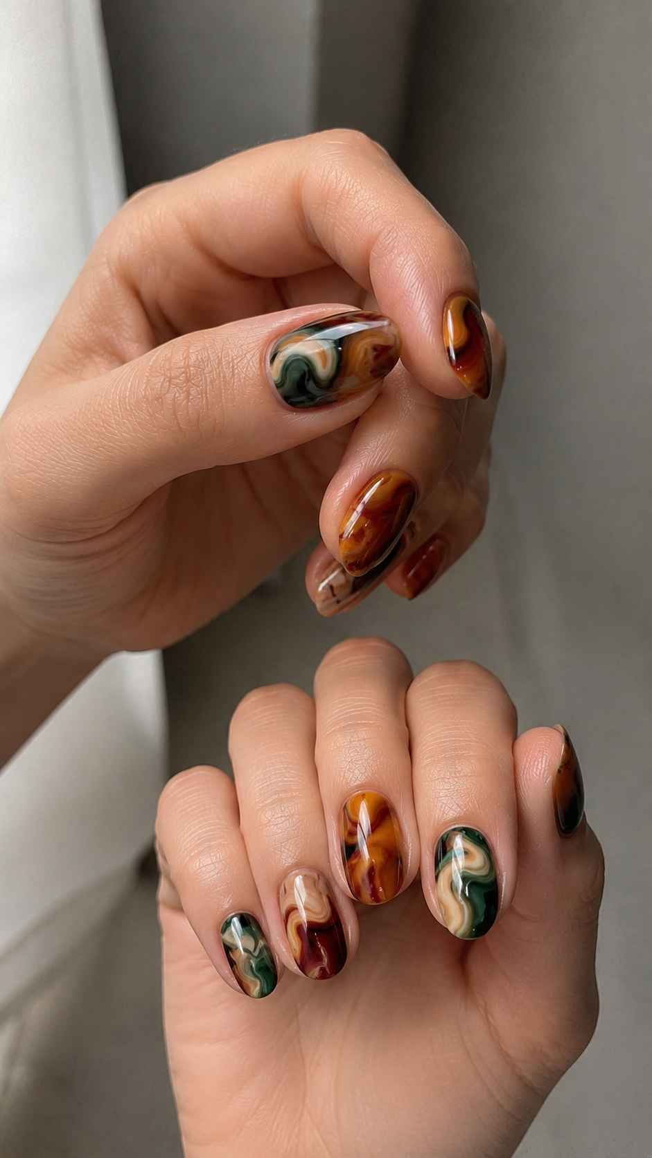 Bakelite Resin Nails With Vintage Color Swirls