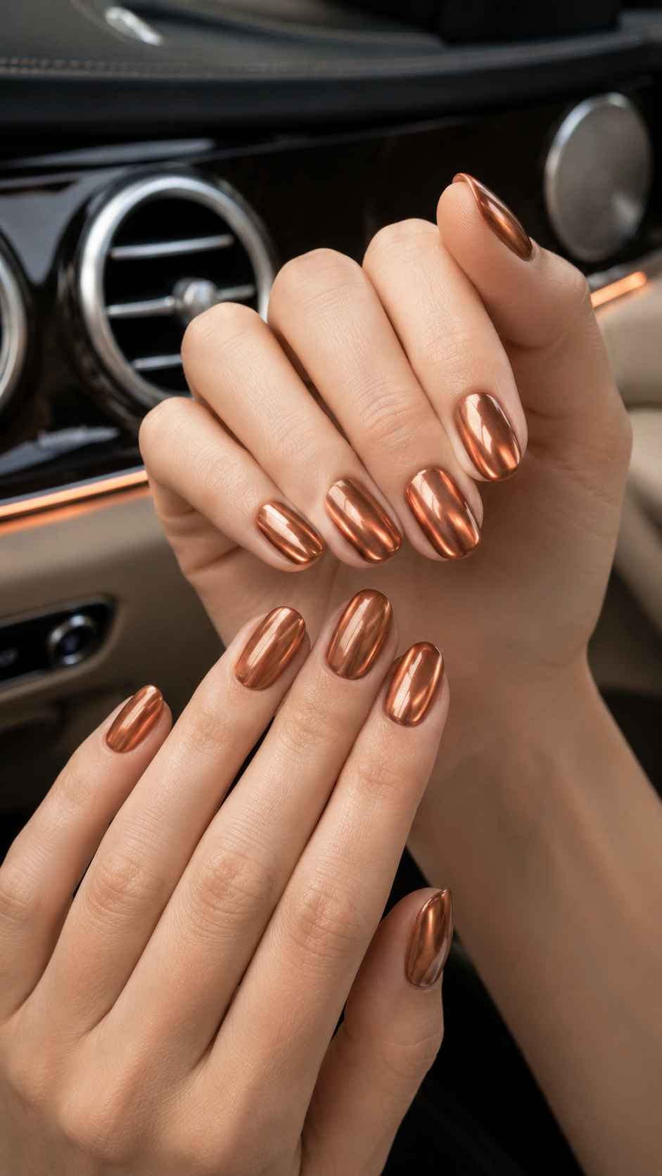 Burnished Copper Nail Colors With Reflective Warmth