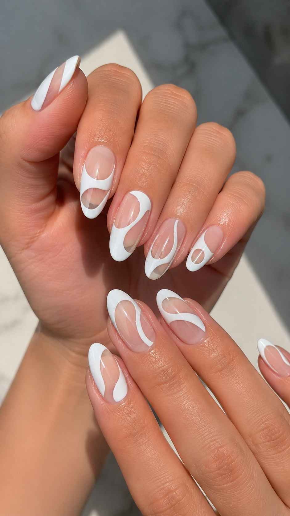 Cloud White Cutout Nail Designs