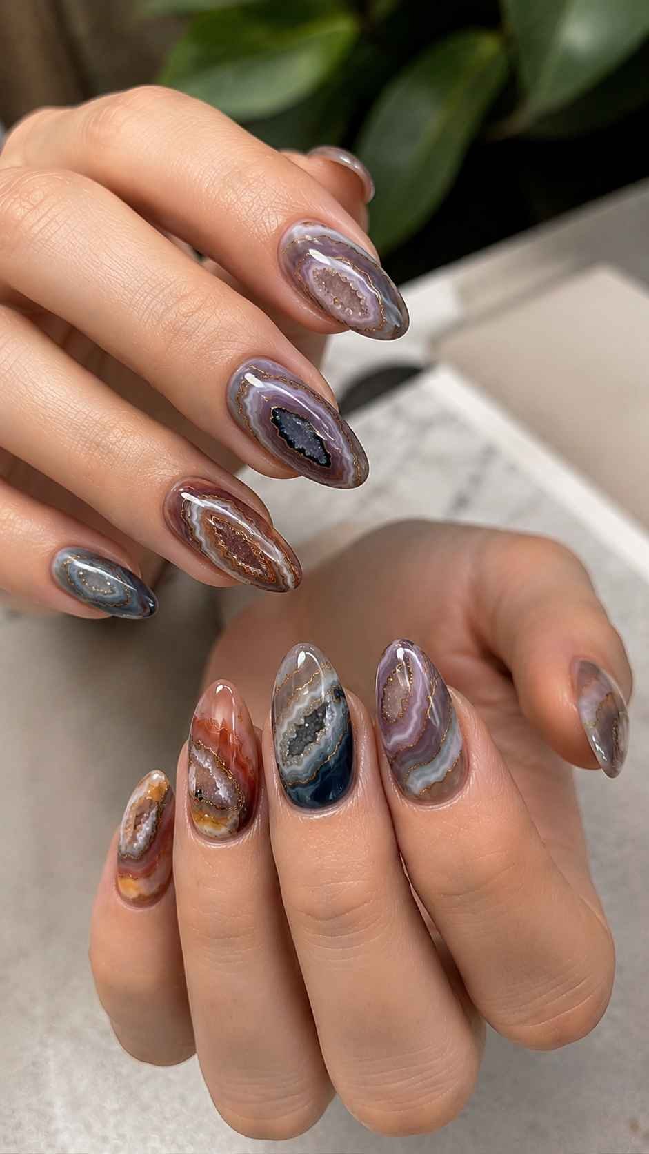 Geode Slice Nails With Mineral Depth