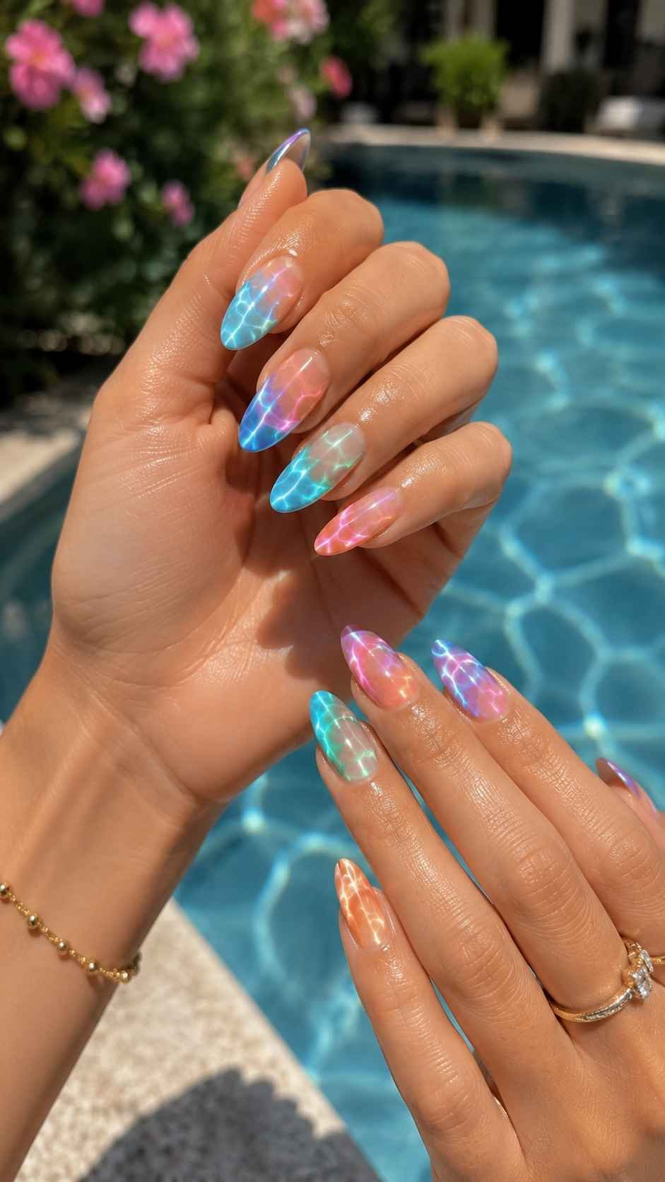 Pool Light Refraction Summer Colorful Nails