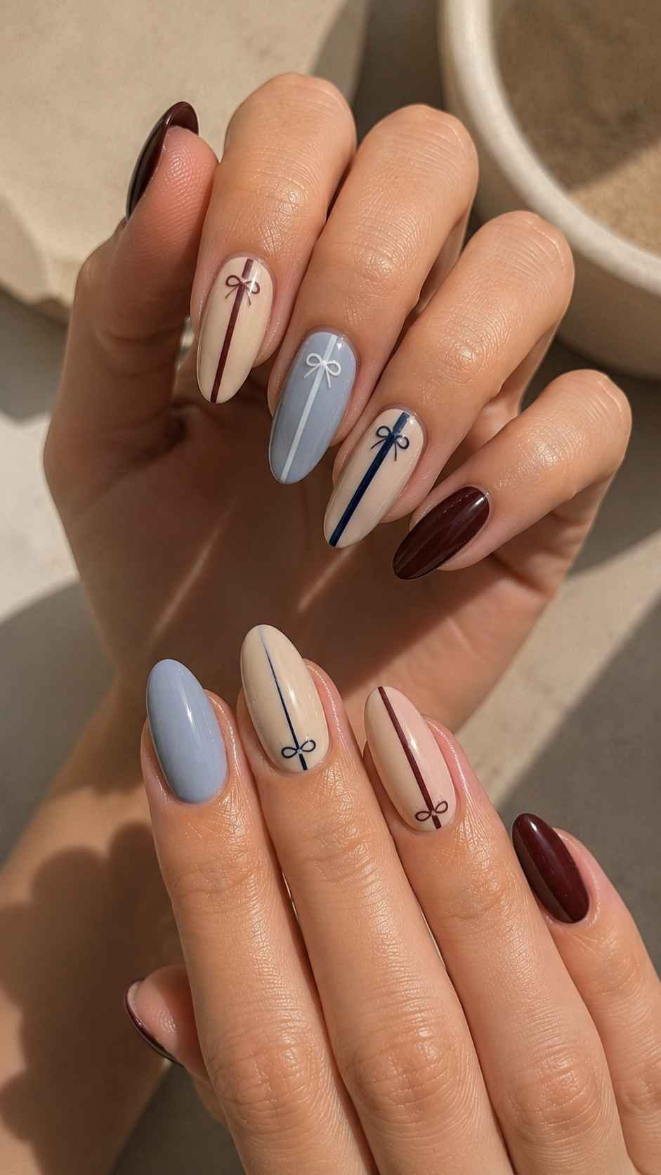 Precision Vertical Ribbon Nail Designs