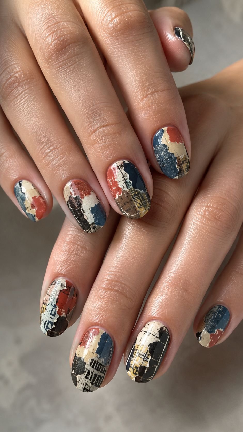 Ripped Poster Collage Nail Art