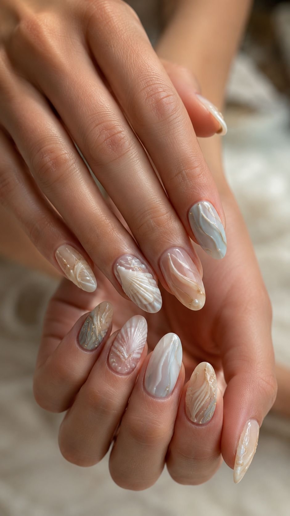 Sculpted Shell Ridge Nail Art