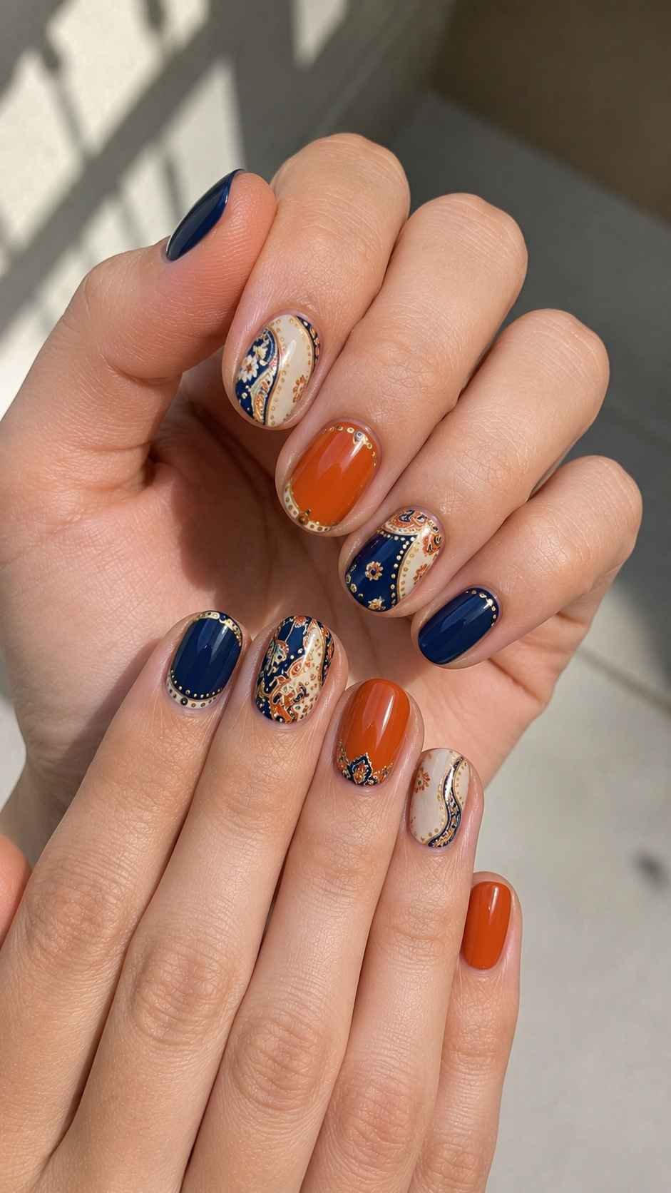 Silk Scarf Print Nails With Fashion Forward Color
