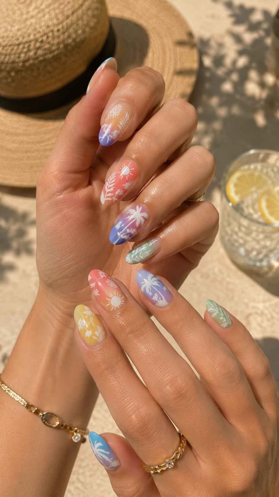 Sunprint Silhouette Summer Colorful Nails