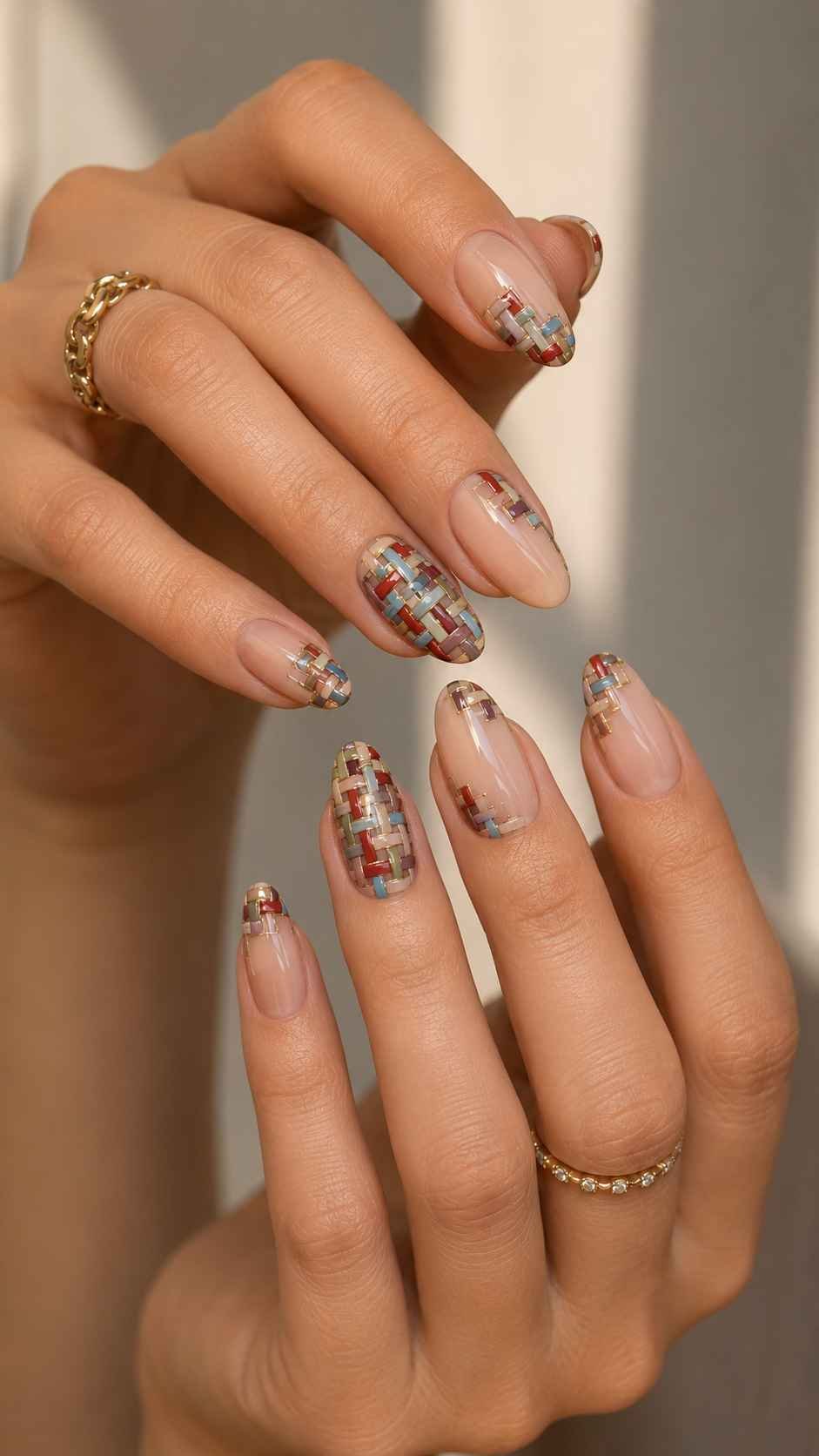 Woven Windowpane Nail Art Designs