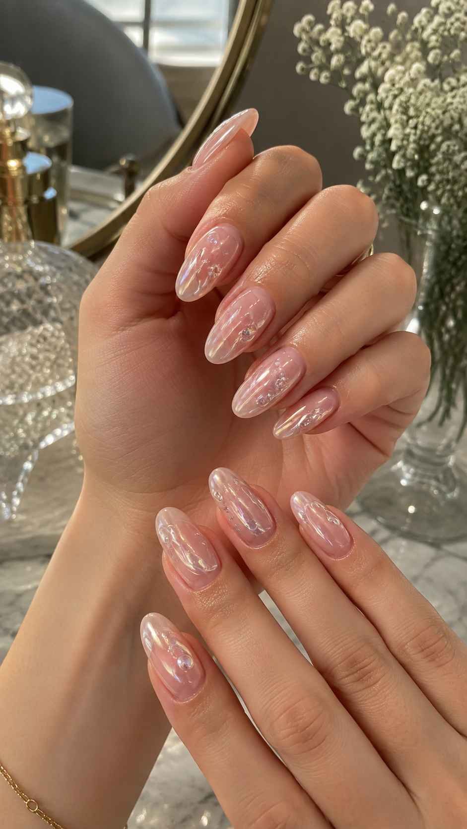 Acrylic Nails With Texture, Shine, and Dimension