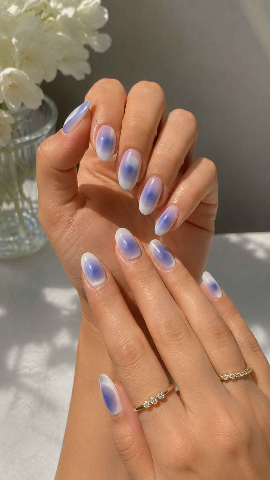 Blueberry Milk Aura Nails With Diffused Centers