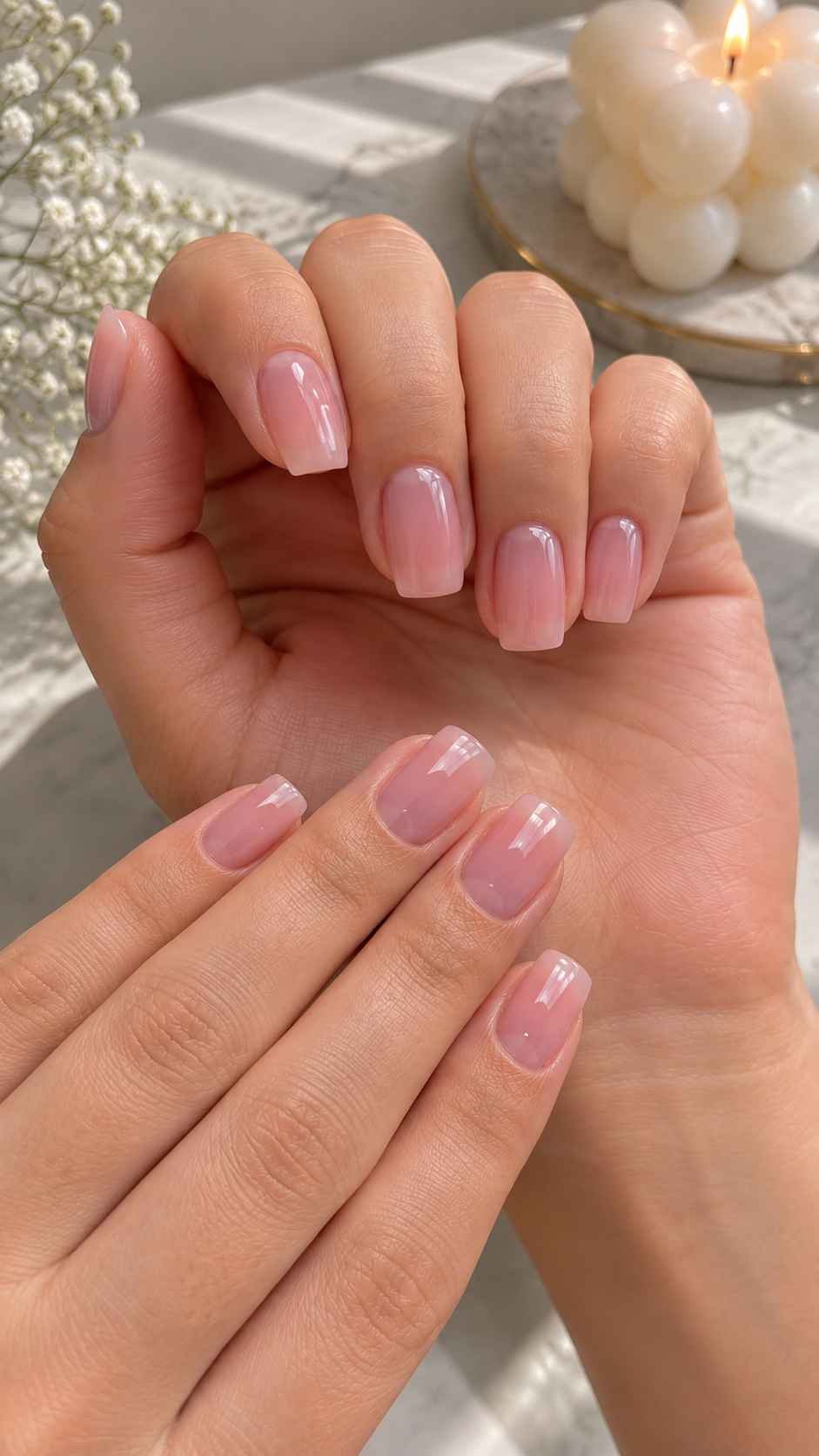 Blush Glass Square Nails