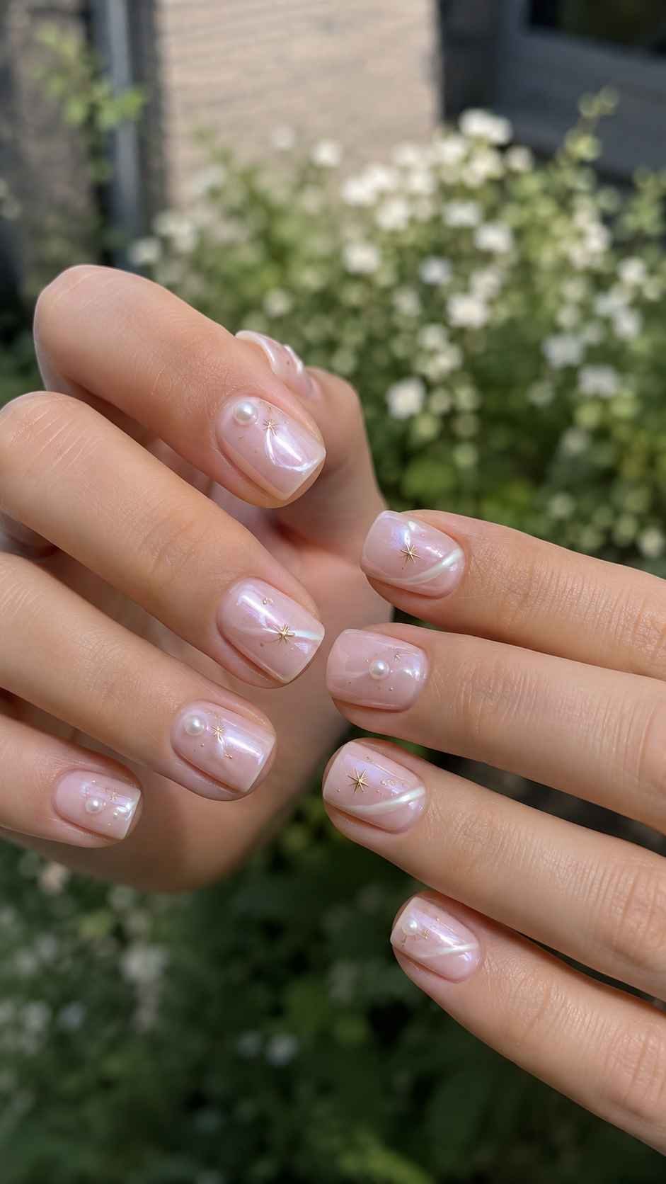 Blush Pearl Short Square Nails