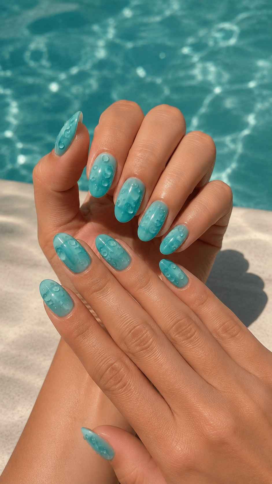 Clear Water Droplets Over Turquoise