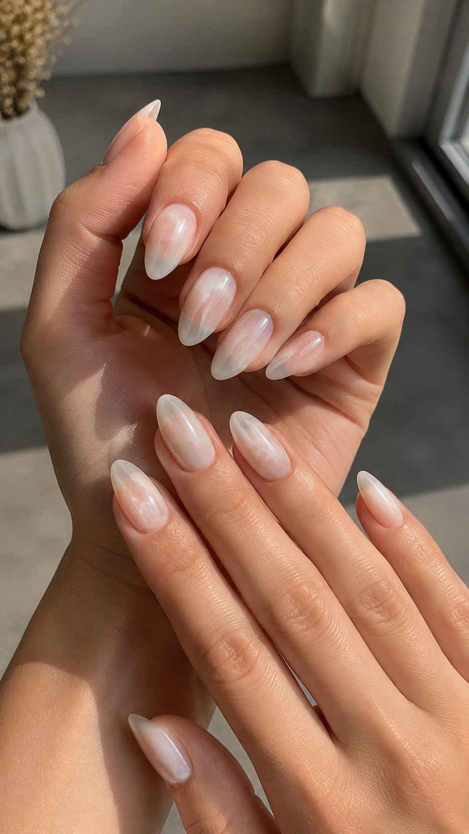 Cloud Milk Almond Nails