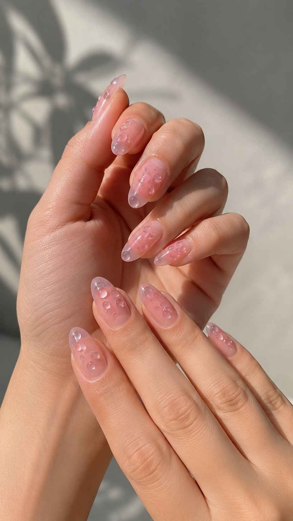 Crystal Dewdrop Almond Nails