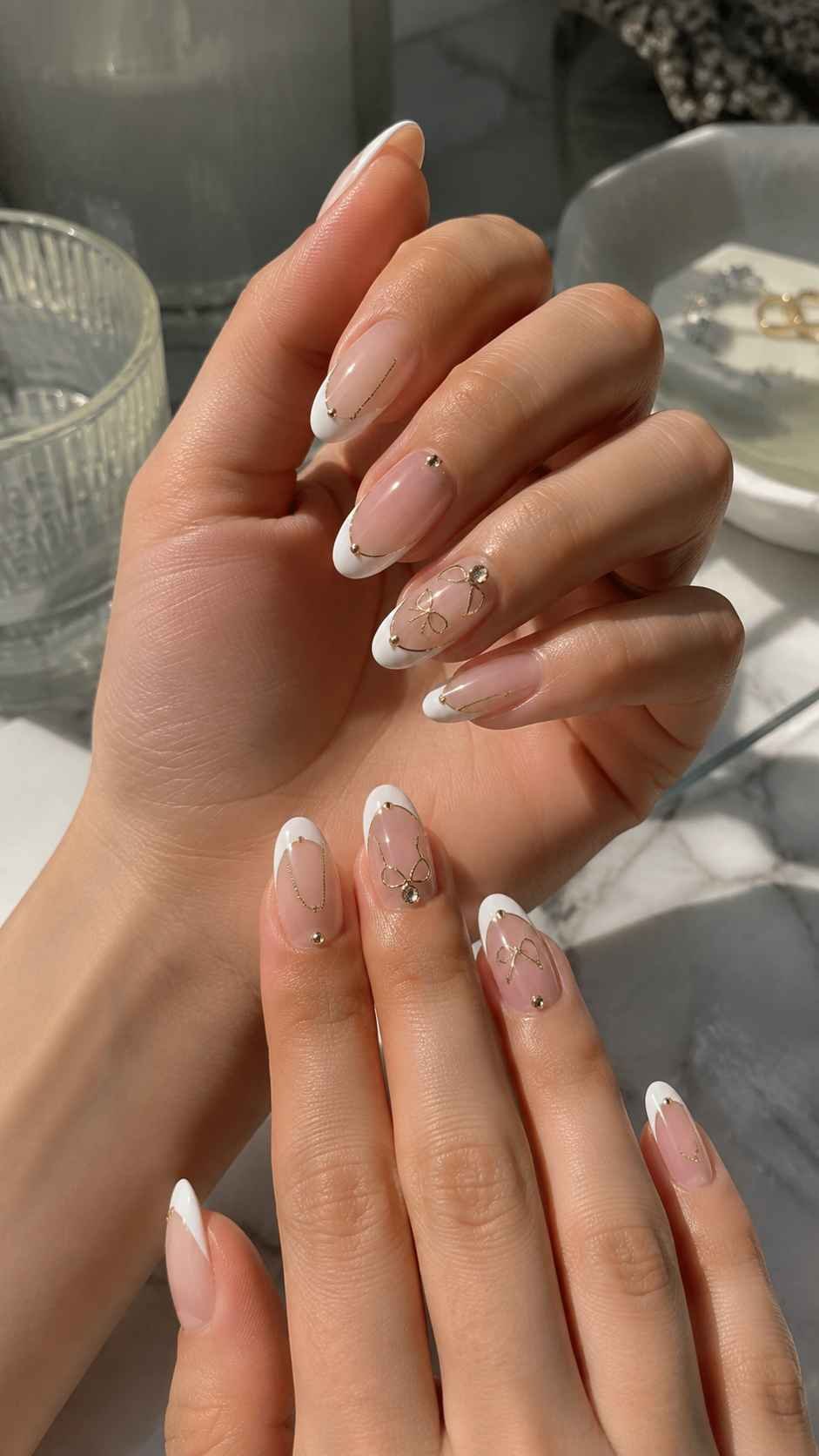 French Tip Acrylic Nails With Unexpected Details