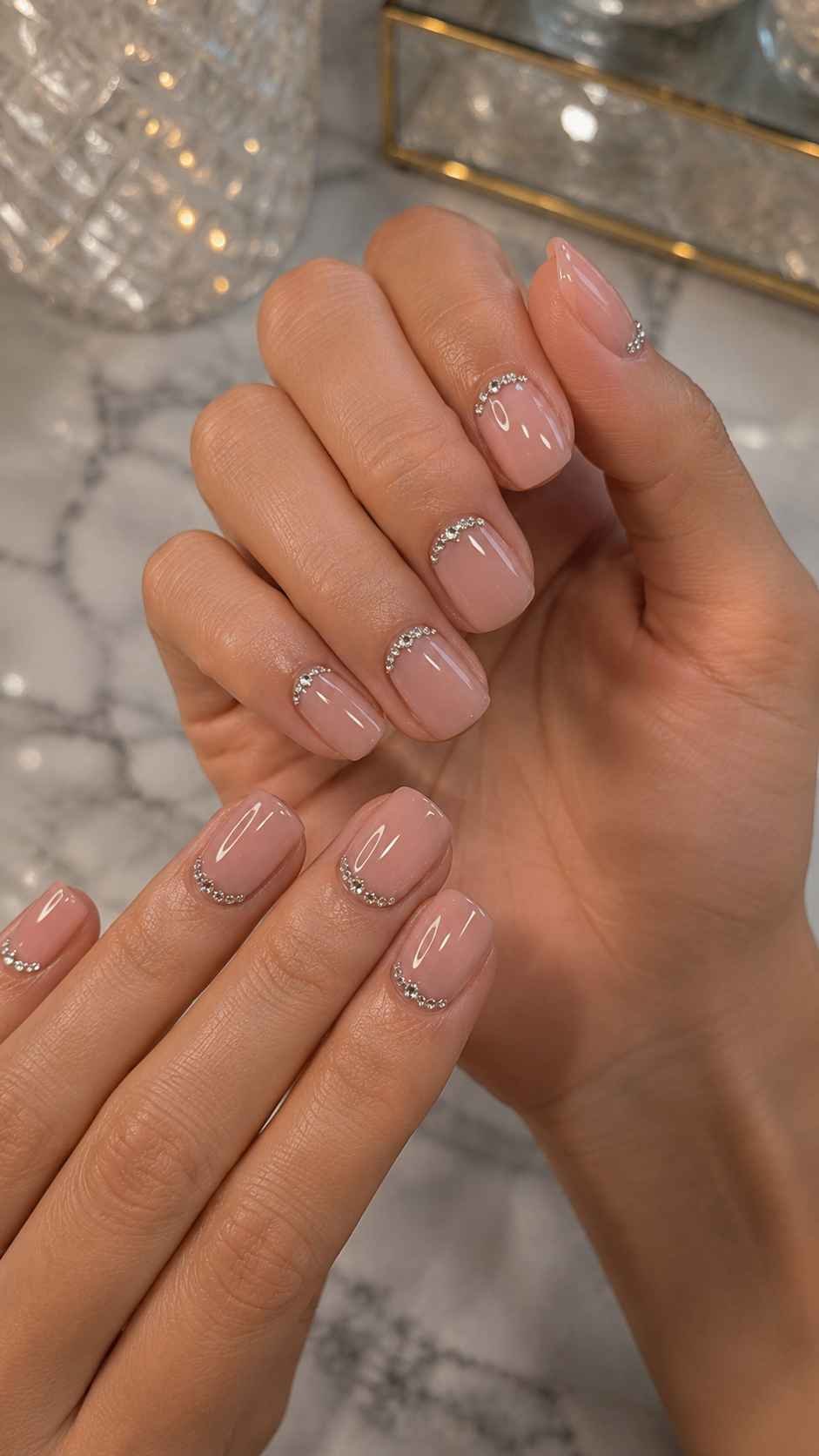 Gem Cuticle Short Square Nails