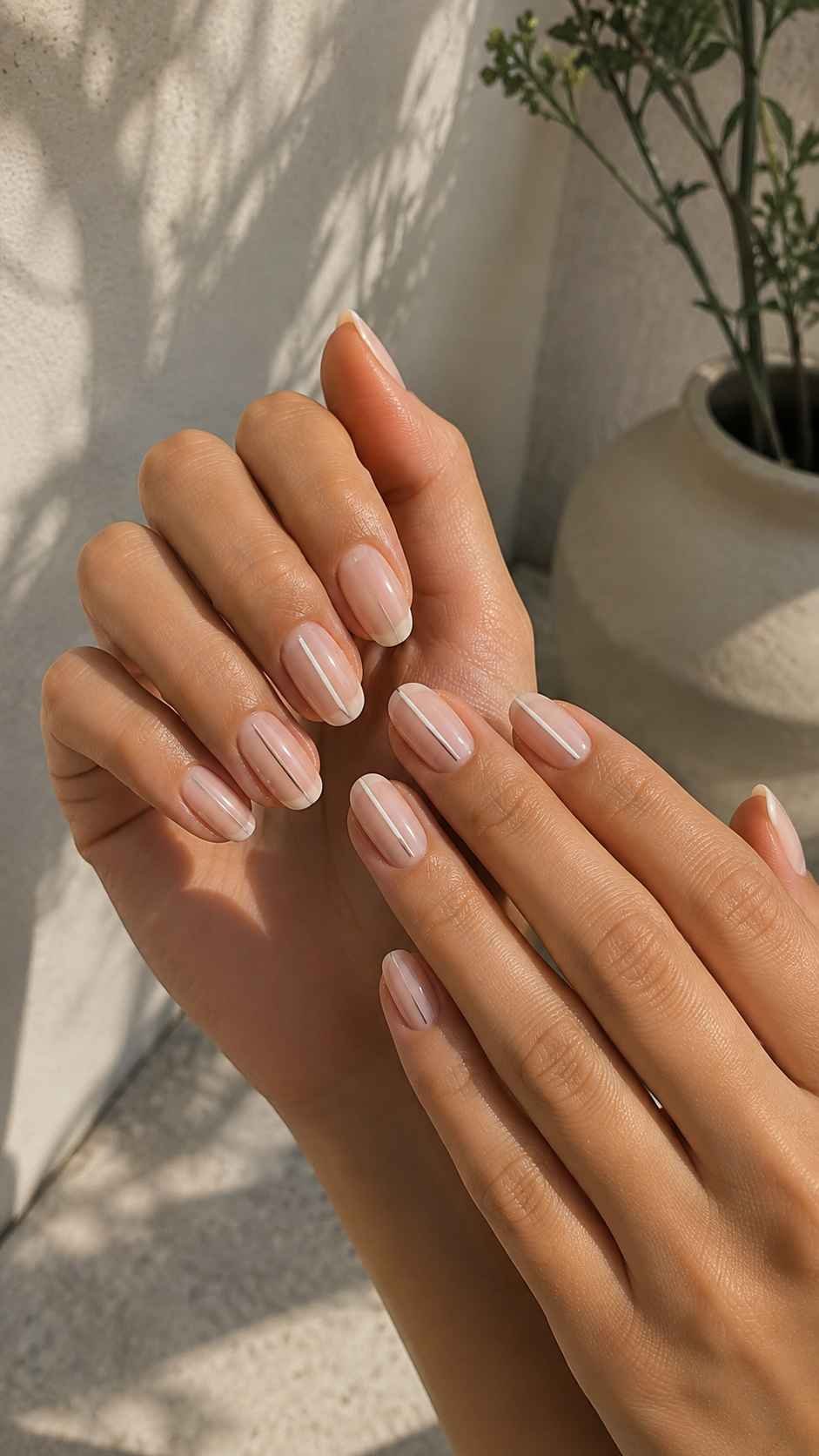 Graphic Minimal Nails With Vertical Lines and Open Space