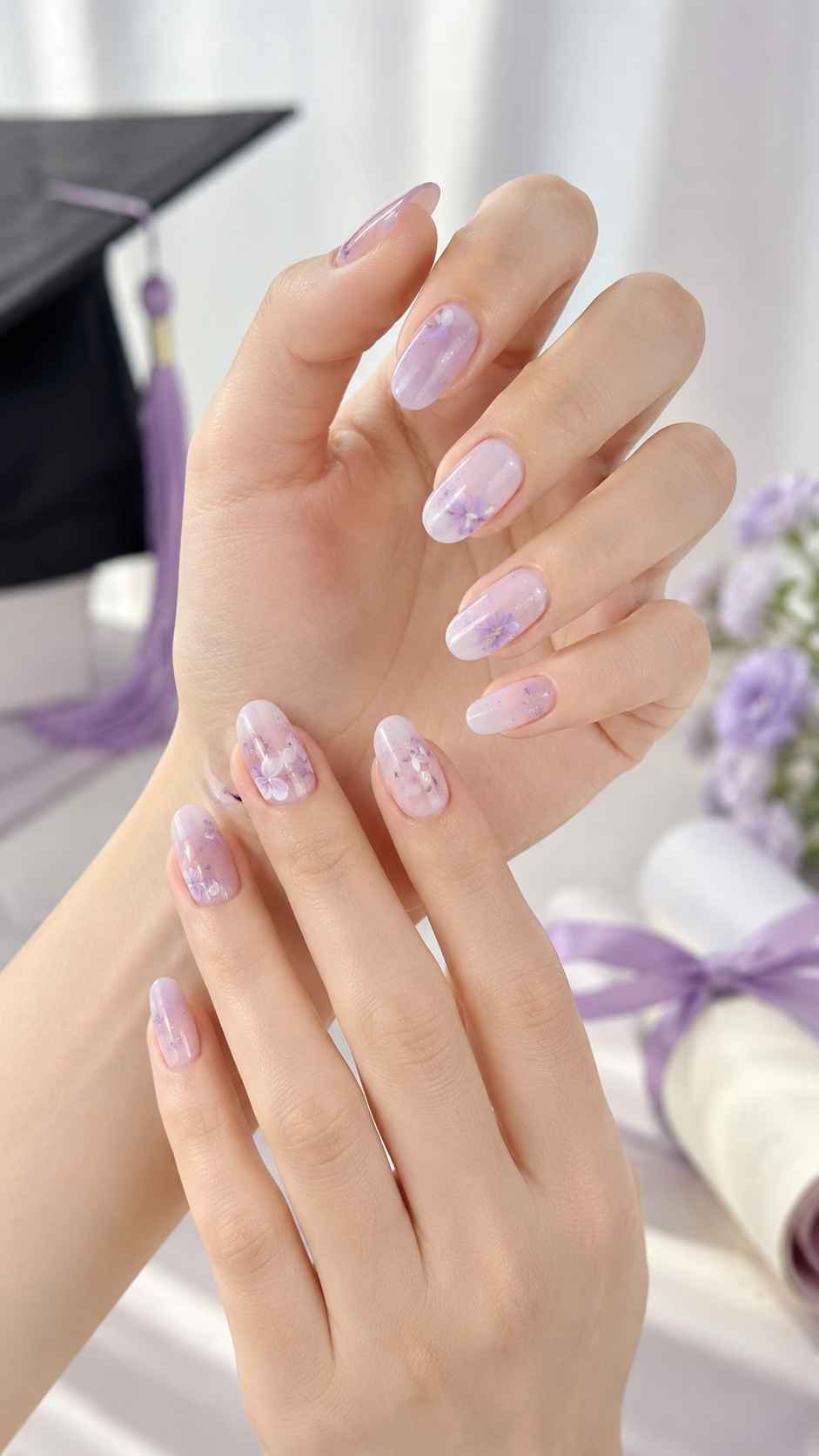 Lavender Milk Bloom Nails