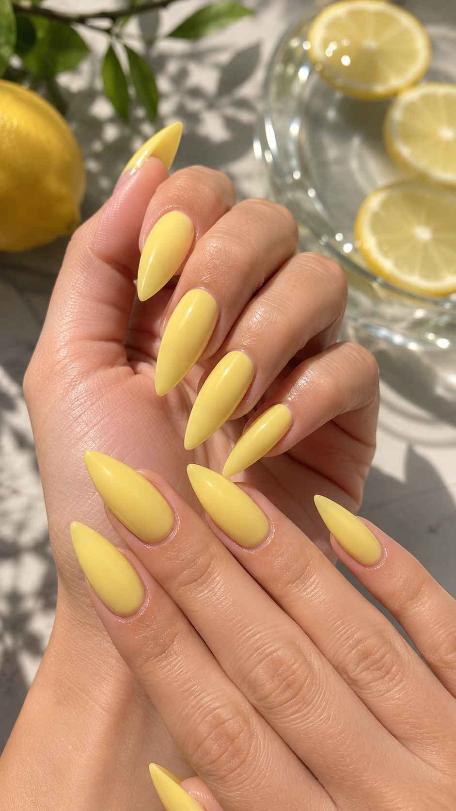 Lemon Glaze Stiletto Nails