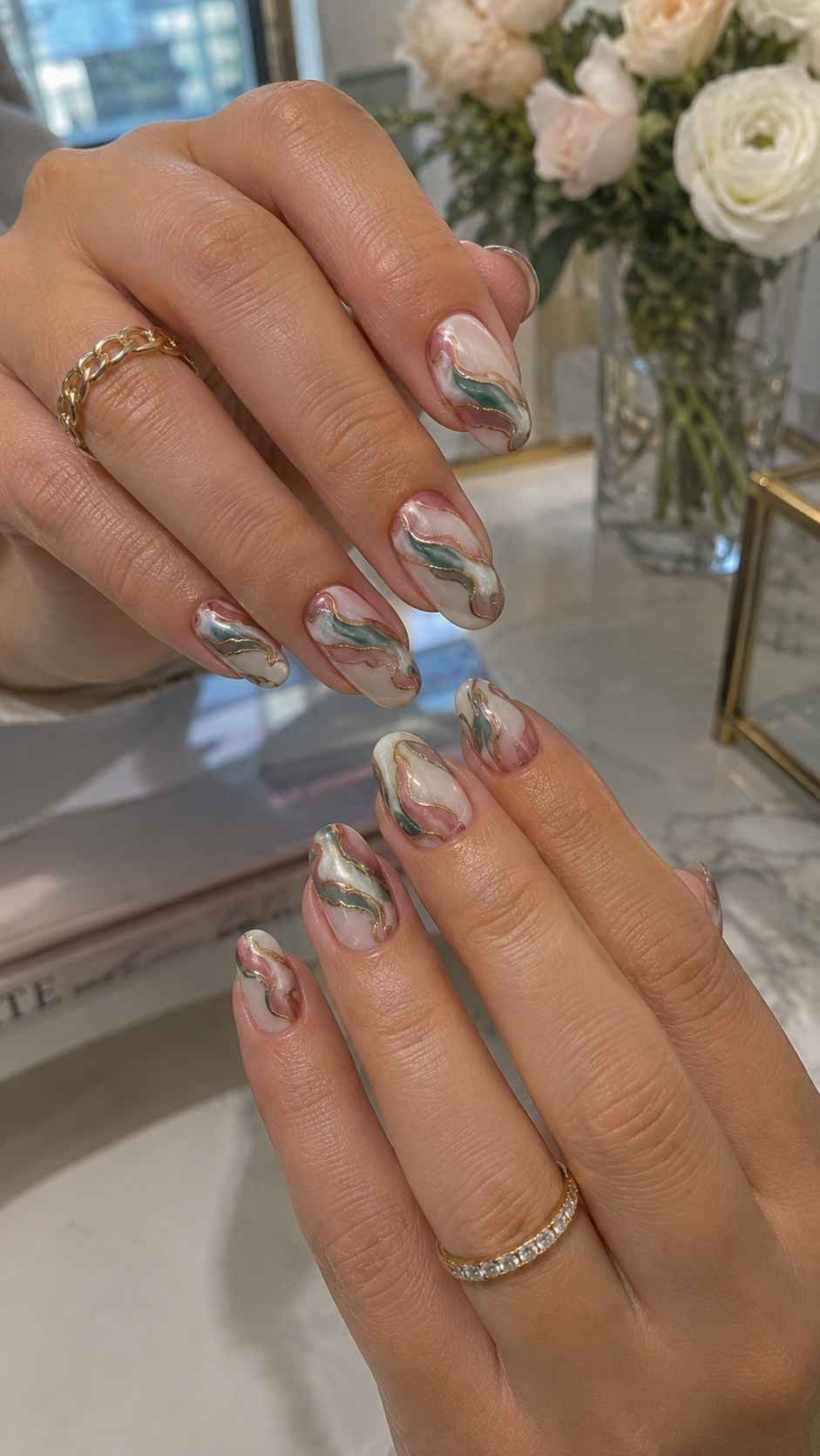 Marbled Scarf Swirl Nail Polish Designs