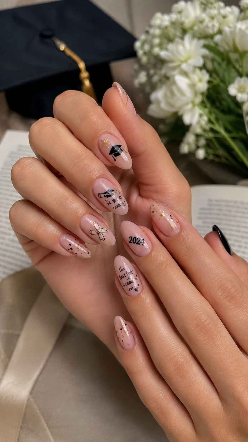 Meaningful Graduation Nail Art With Personal Details