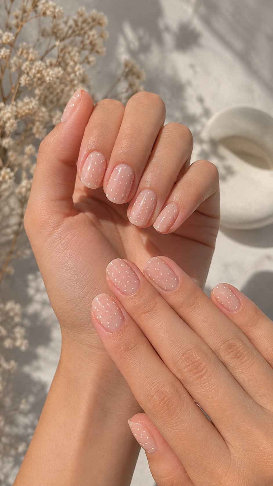 Micro Polka Dots Across a Nude Base