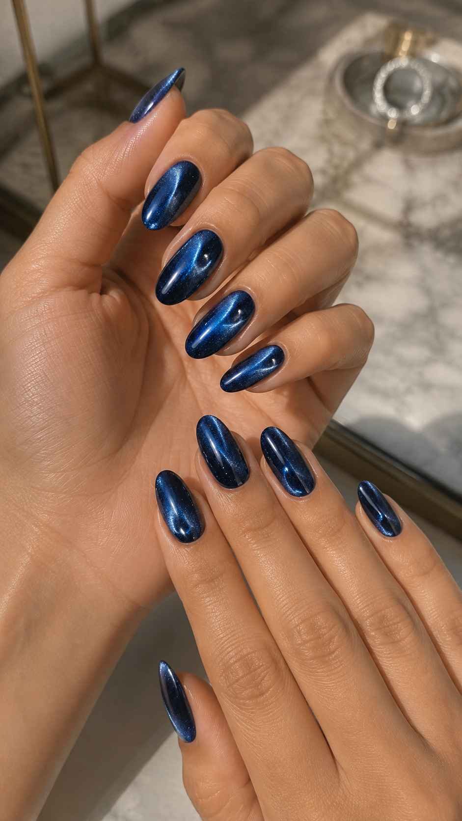 Midnight Blue With a Curved Moon Beam