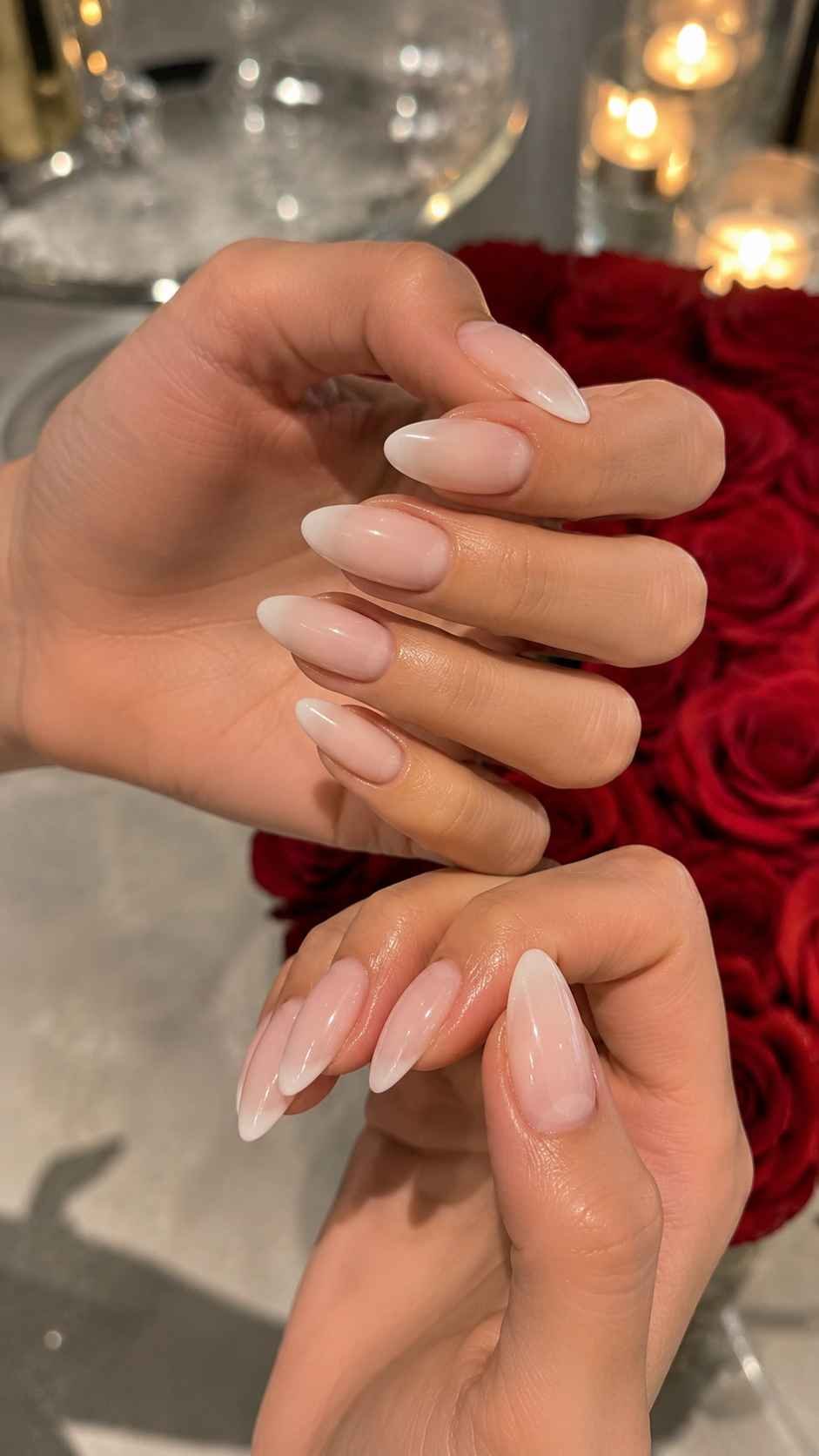 Milky Nails with a Red Dress