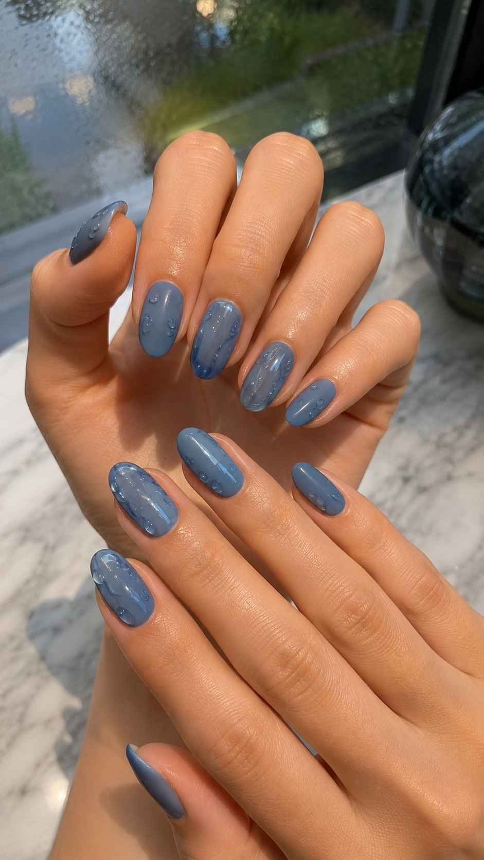 Mix Matte Blue With Glossy Rain Trails
