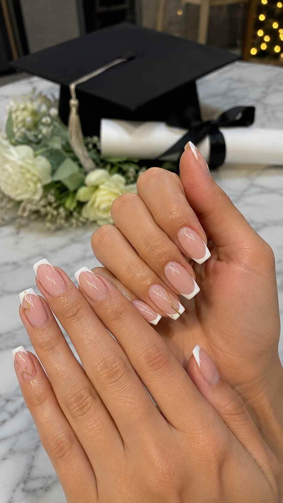 Modern French Nails for Graduation