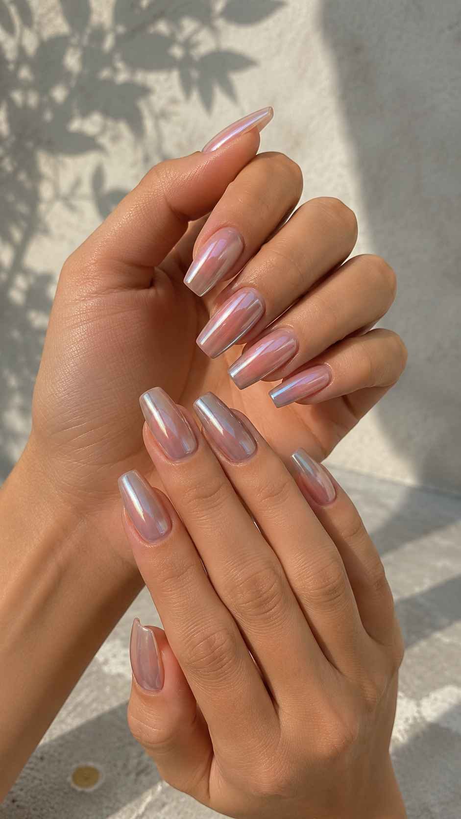 Muted Chrome Coffin Nails