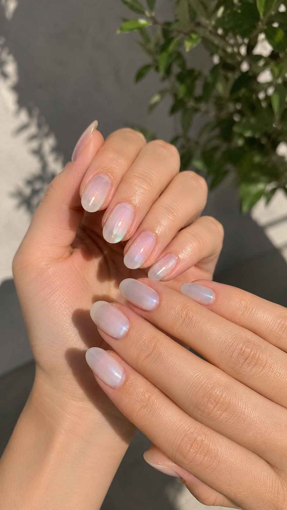 Opal Crescent Oval Nails