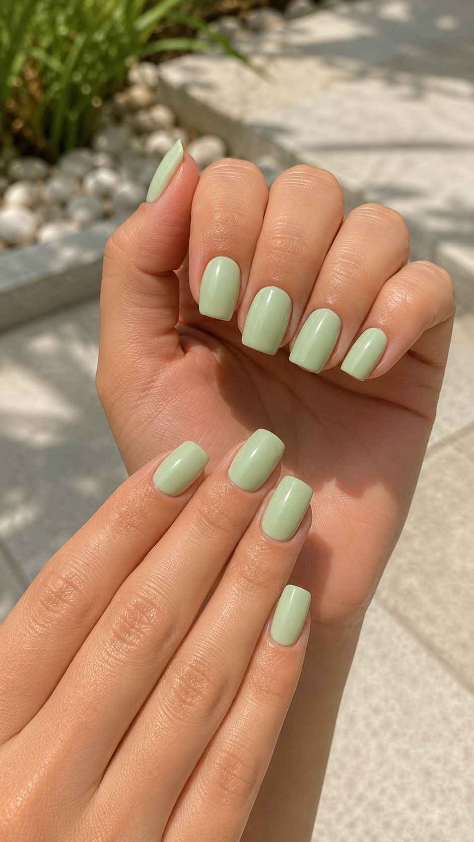 Pistachio Soft Square Nails
