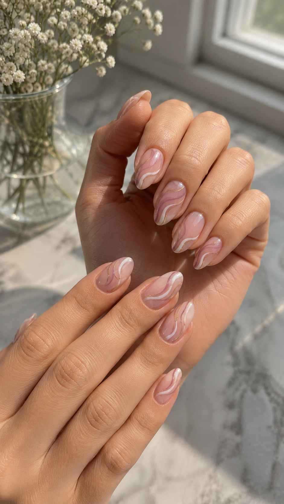 Ribbon Swirl Nails With Controlled Color Movement