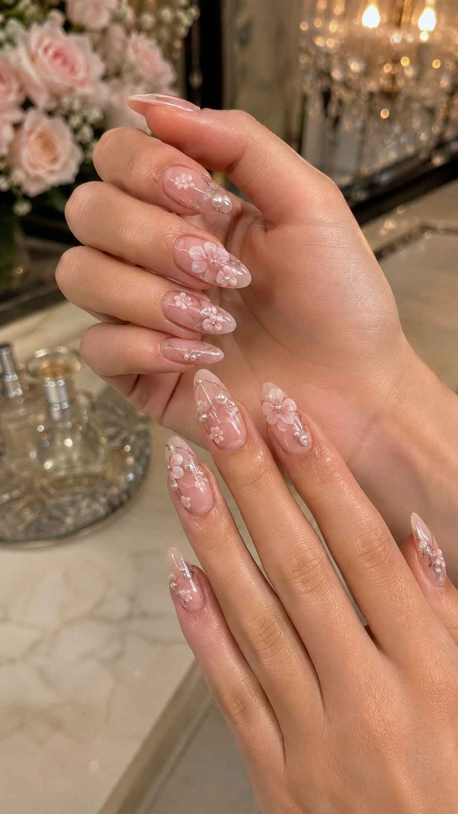 Romantic Dimensional Prom Nail Art