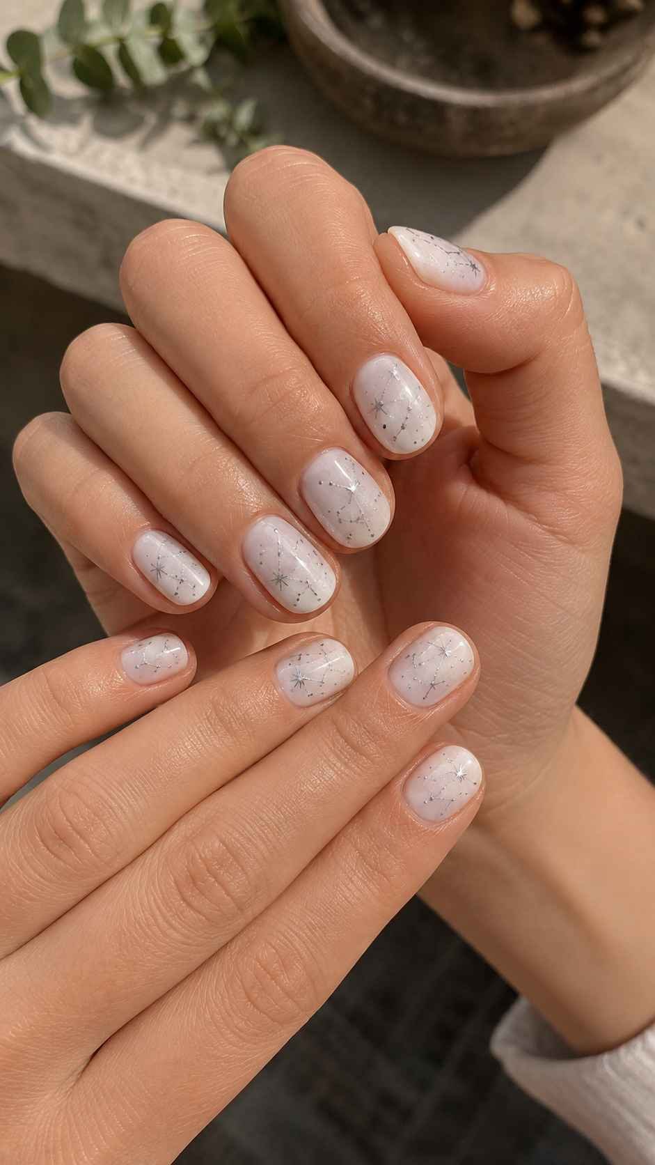 Silver Dust Over Cloud White Polish