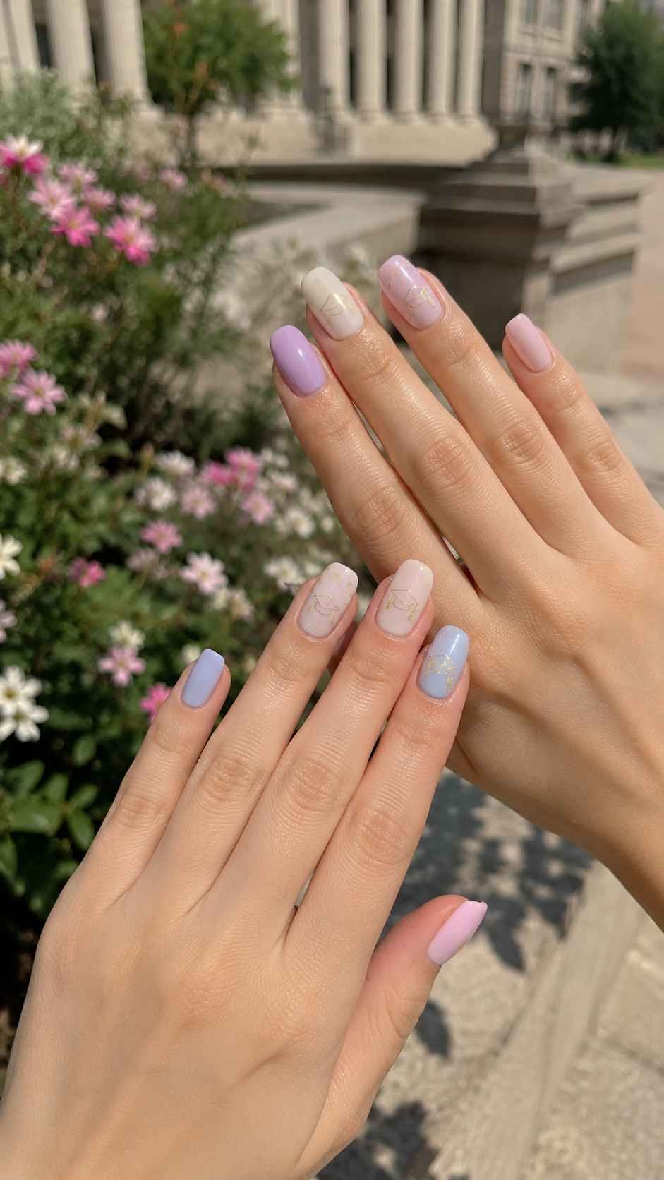 Soft Pastel Graduation Nails With Fresh Color
