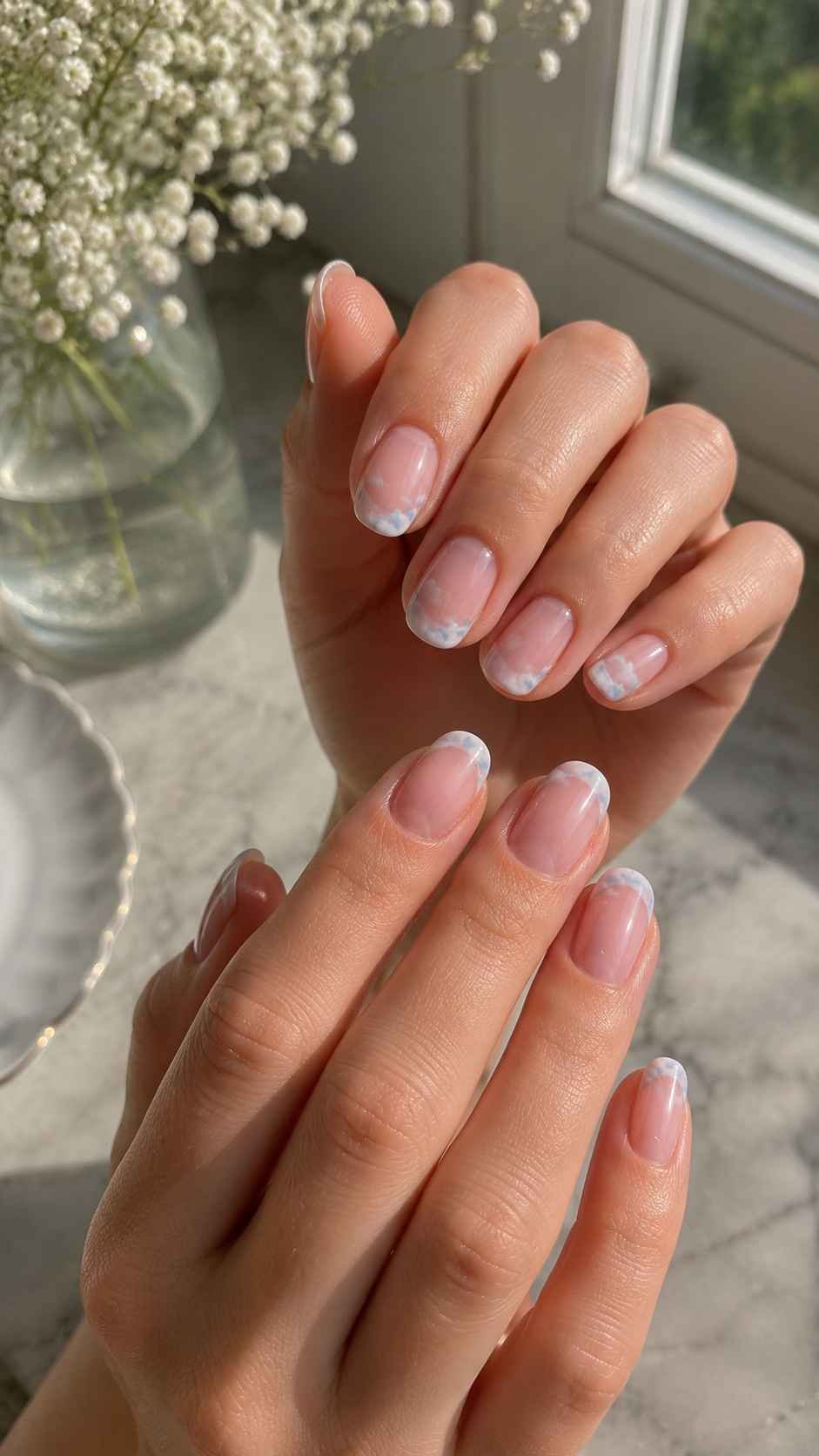 Soften French Tips With Clouded Contrast
