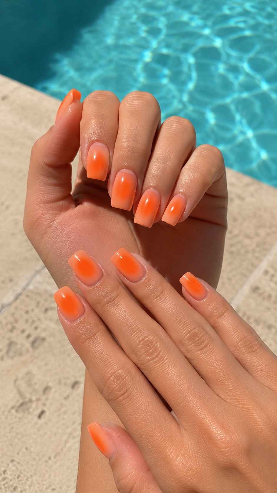 Tangerine Aura Square Nails