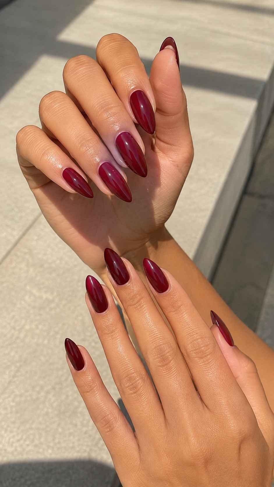 Tapered Almond Wine Nails